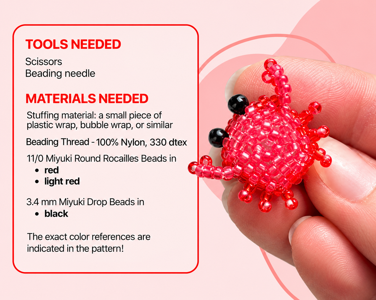 ๐ฆ 3D Beaded Crab PDF Pattern